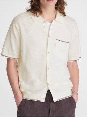 MADEWELL L Tipped Knit Button-Up Shirt in Slub Knit Cotton OA058